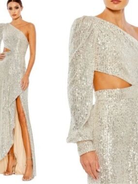 IZZNA for Mac Duggal Champagne Evening Dress Label